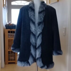 Ultra fur faux fur  grey wool coat size medium